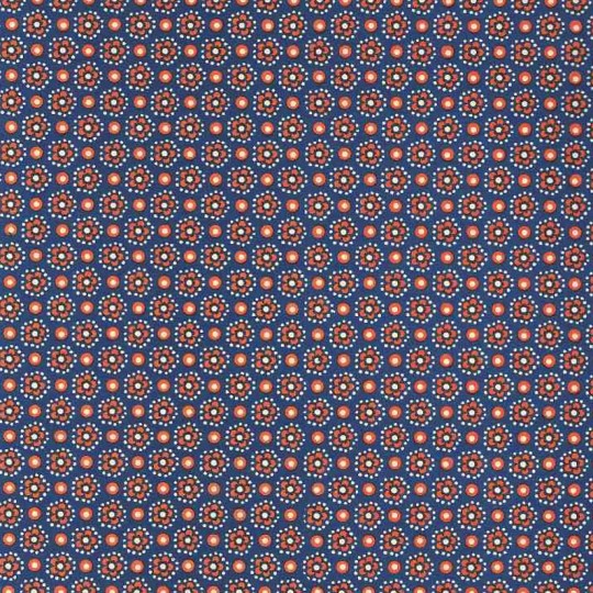 Blue and Orange Flower and Dot Print Italian Paper ~ Carta Varese Italy